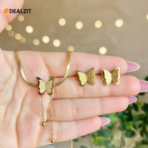 طقم فراشة – سلسلة + حلق