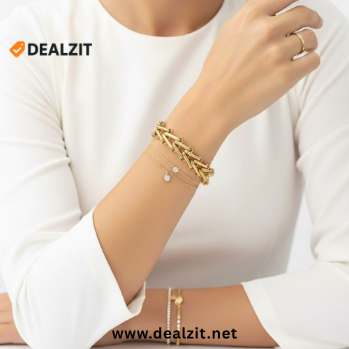 سوار جولد عريض متشابك